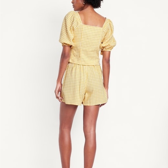 Old Navy High-Waisted Linen-Blend Mini
Wrap Skort - Yellow Gingham - Picture 2 of 8
